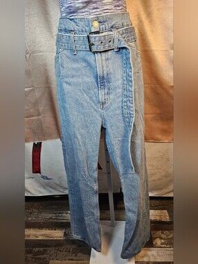 AGOLDE Reworked 90s Revival Paperbag Jeans 28 Belted High Rise Blue